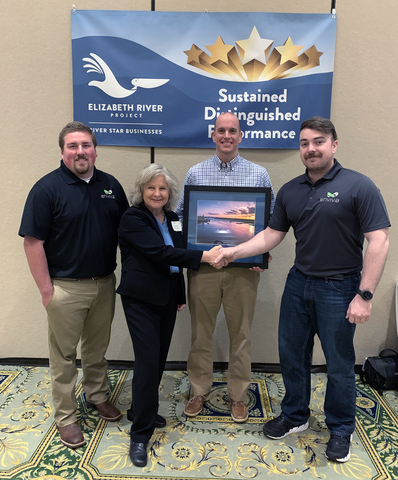 Enviva’s Justin Milteer, Elizabeth River Project Executive Director Marjorie Mayfield Jackson, Enviva Port Manager Rhandy McGlothlin, and Enviva’s Bruce Trask at the Elizabeth River Project’s Annual Recognition Luncheon. (Photo: Business Wire)