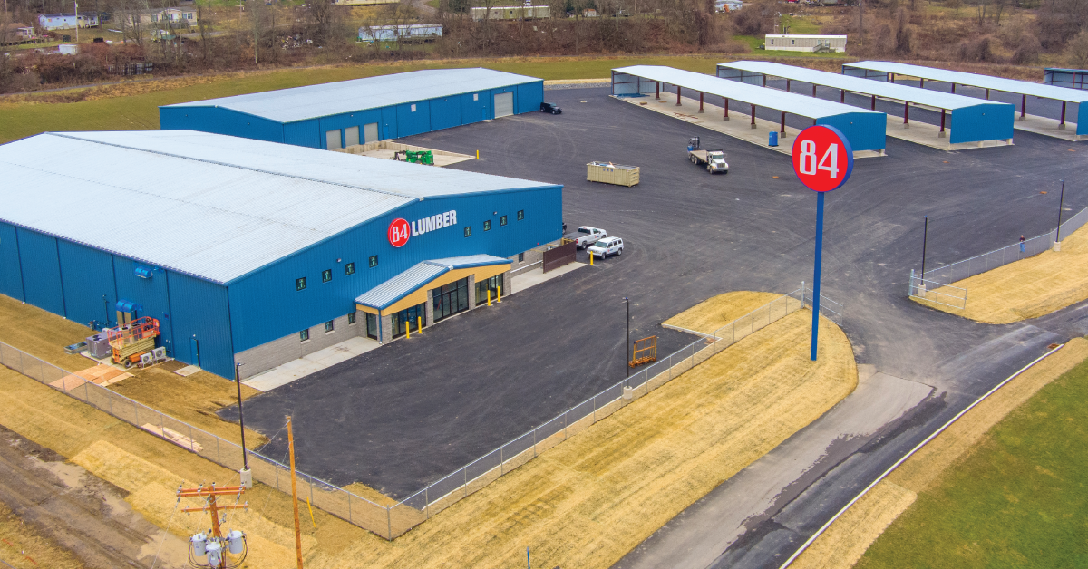 Pictured here is 84 Lumber’s new Morgantown location, located at 3208 Earl L Core Rd., Morgantown, WV