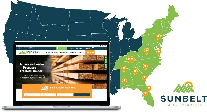 Sunbelt Forest Products new logo and redesigned website reflect its expanded product offering and service area.