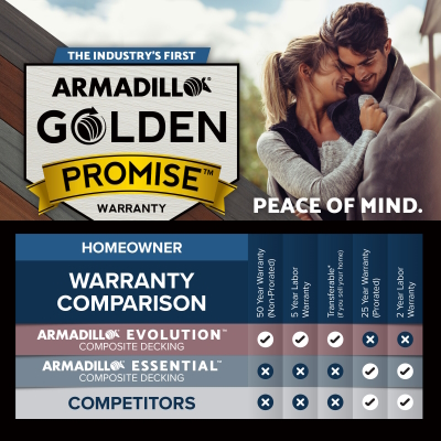 Armadillo Golden Promise warranty image and Comparison Chart. Avon Plastics.