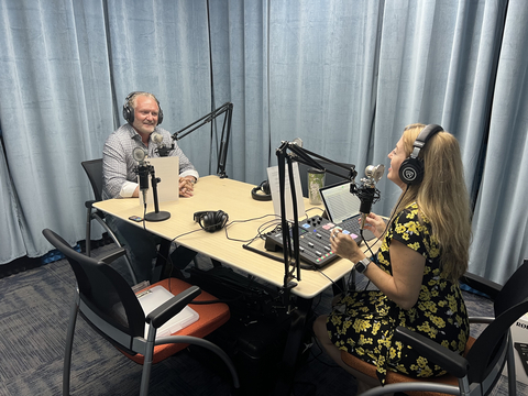 President and CEO of PGT Innovations Jeff Jackson recording the 100th episode of Clear Impact Podcast. (Photo: Business Wire)