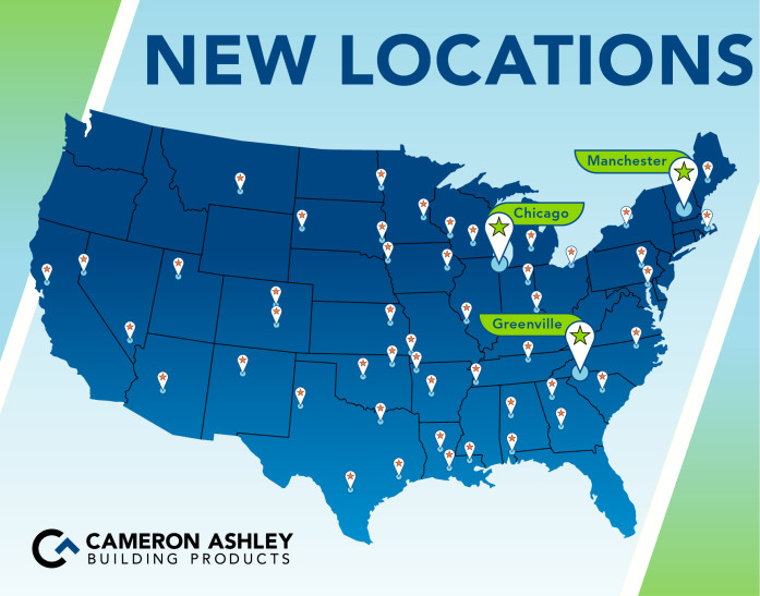 Map of Cameron Ashley Building Products Distribution Centers