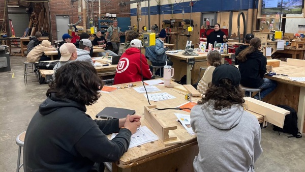 Elizabeth Gomez a remodeler and member of the BIA of Clark County (Wash.) taught three classes at a local high school for students interested in the trades and those enrolled in the construction program or woodshop class in 2023.
