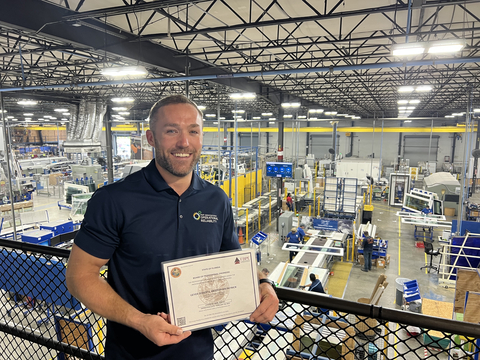 Kristopher P. Geyer-Roberts at PGT Innovations with his Professional Engineering license certificate (Photo: Business Wire)